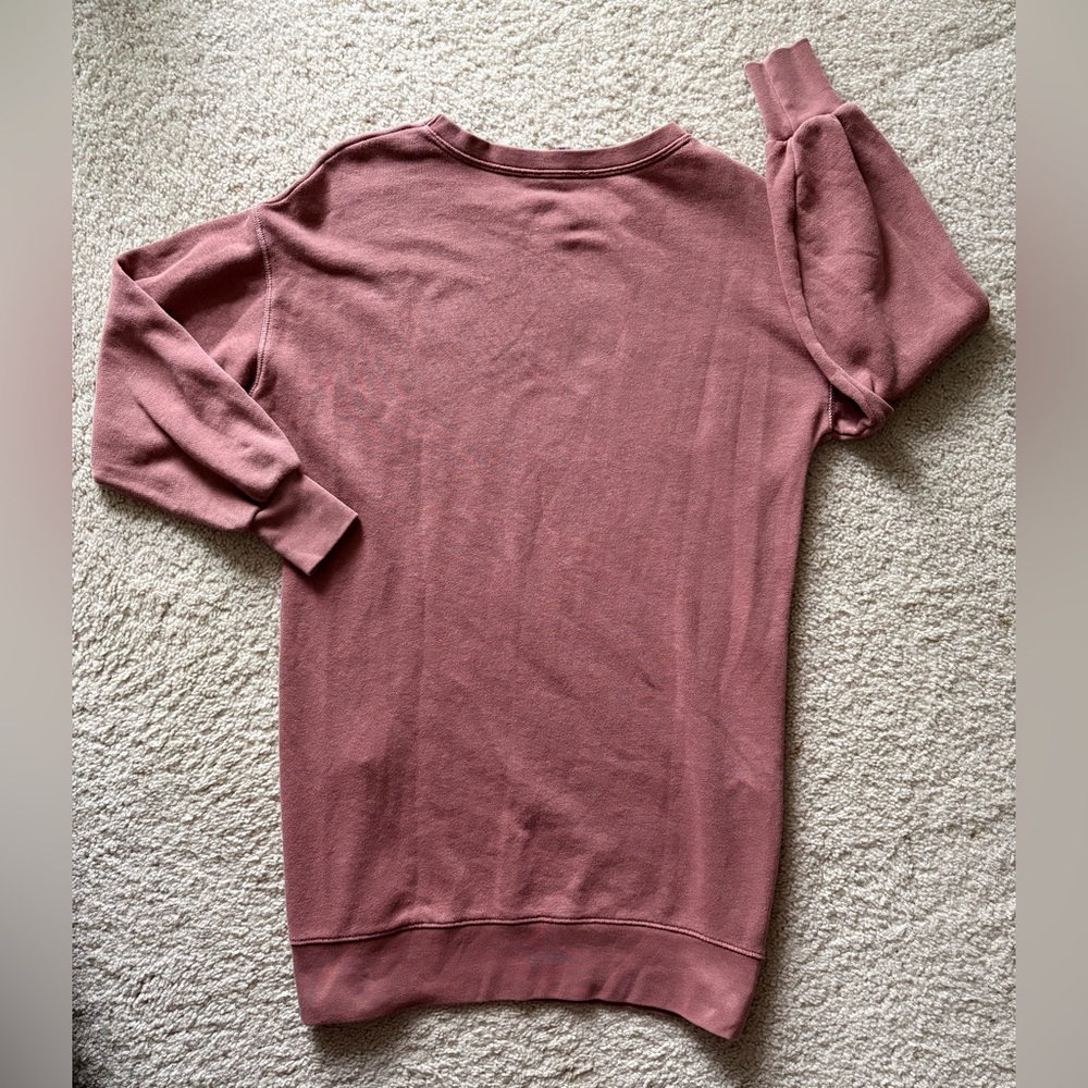 American Eagle Outfitters Dusty Rose Sweatshirt Dress Pullover Cottagecore - Picture 6 of 11
